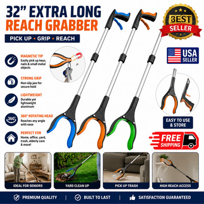 32 Inch Garbage Picker Gripper 360° Rotating Heavy Duty Elderly Grabber Tool USA