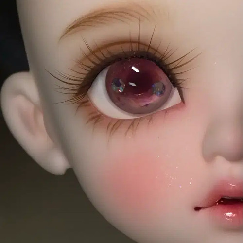 14mm Cubic Doll Eyes - Mysterious Wine Color with Rhinestones & Glitter
