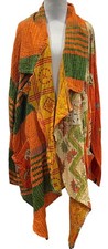 Kantha Quilt Work Kimono Cardigan One Size Boho Colorful Hippie Artsy Lagenlook