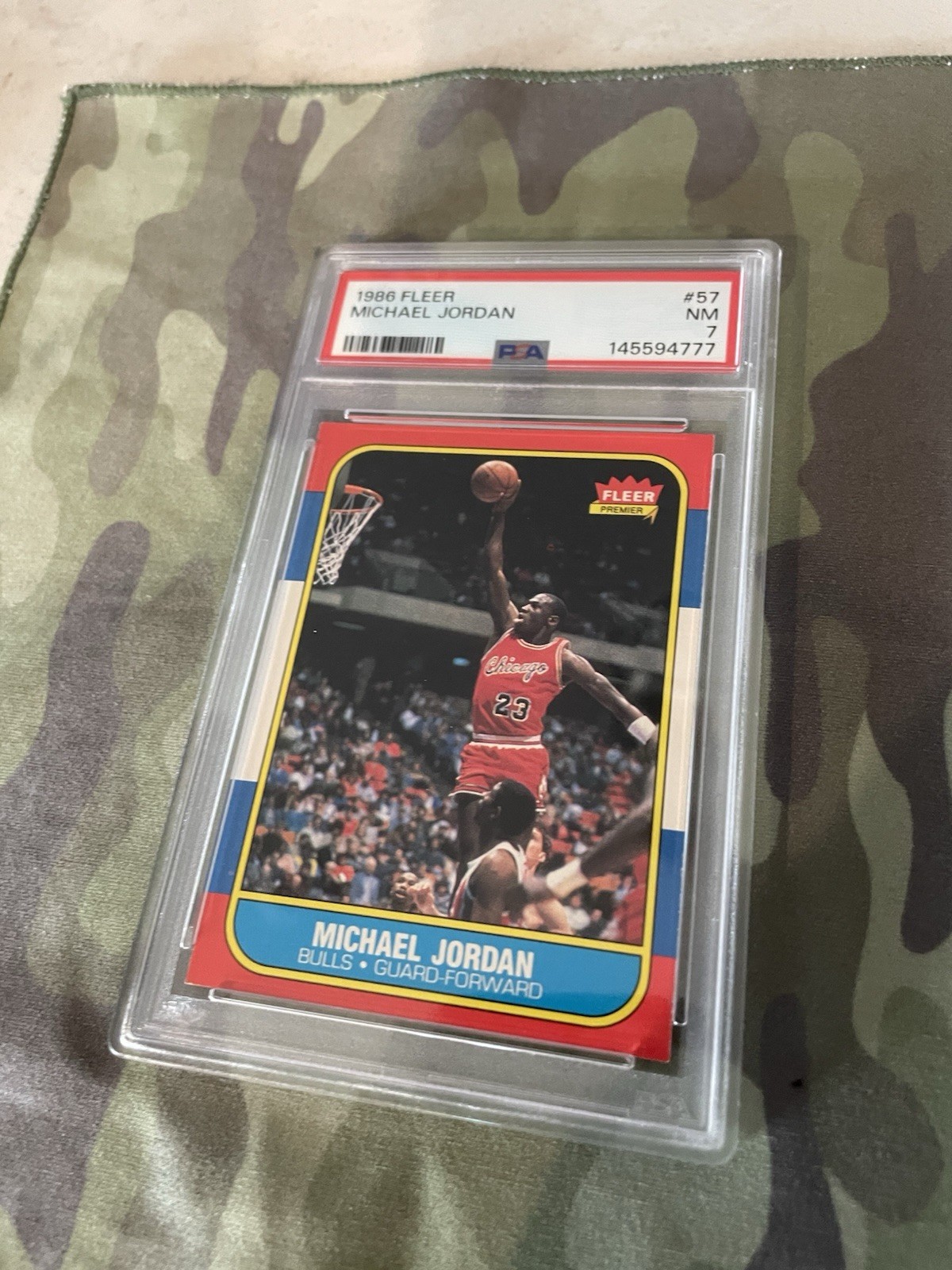1986 FLEER #57 MICHAEL JORDAN RC PSA 7 BEAUTIFUL , Sharp Corners And Edges!! view 3