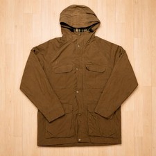 Woolrich Hooded Field Jacket Parka Brown Plaid Lined Medium