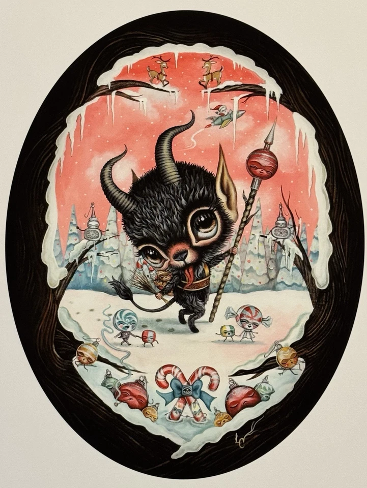 Laura Colors Candy Krampus Christmas Demon Elf Art Poster Limited Ed S/# 20 - Image 4 of 4