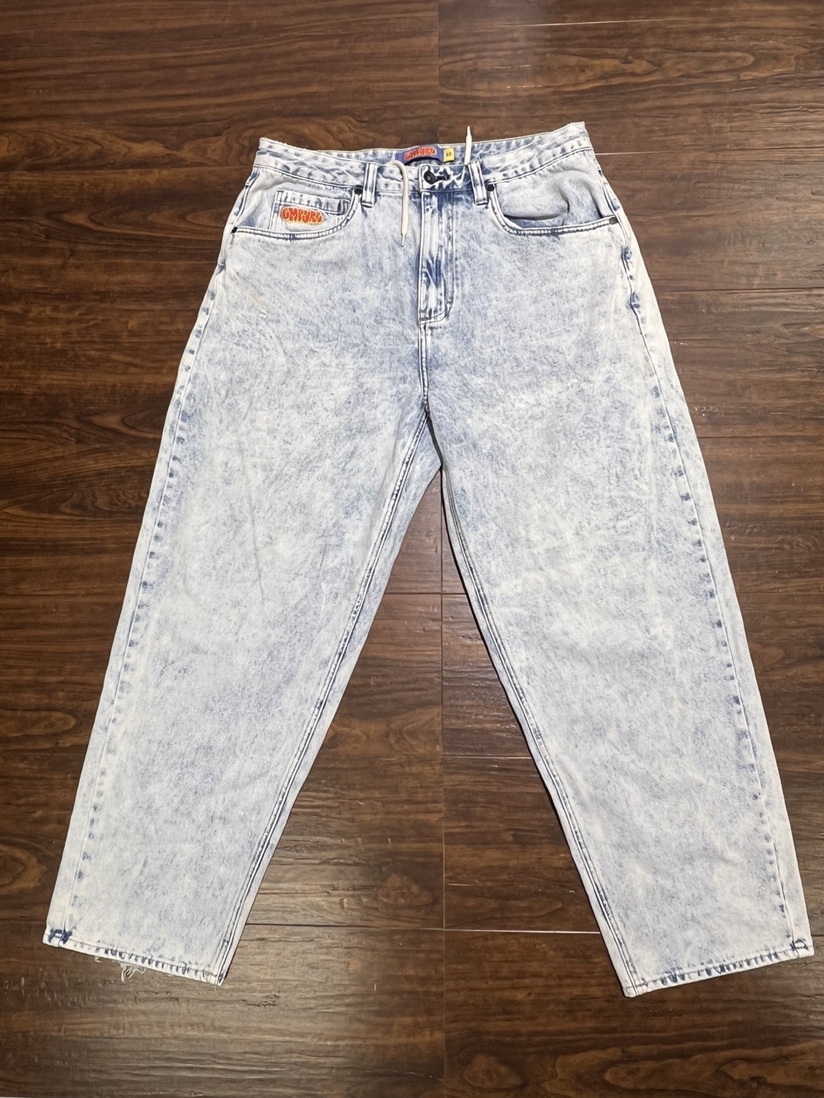 Empyre Men's Jeans Baggy Relax Straight Leg Light Wash Denim Y2K Size 32x29