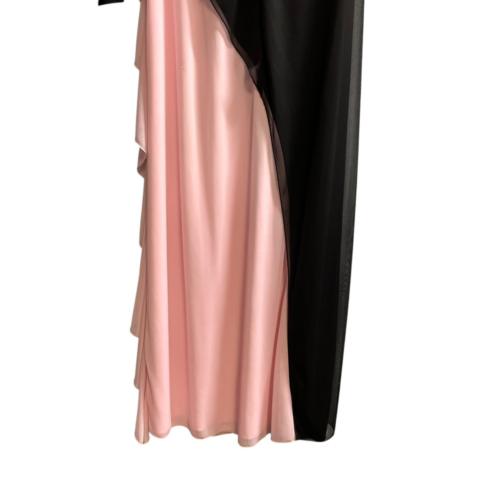 Y2K Dress Black Pink Layered Mesh Strapless Maxi Gown Size M Whimsigoth Fairy image 6