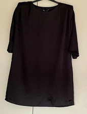 Boohoo Black Tunic Dress - Padded Shoulders - Size UK 8 / New With Tags 