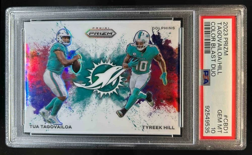 2023 Panini Prizm Tua Tagovailoa Tyreek Hill Color Blast Duo #CBD-1 PSA 10