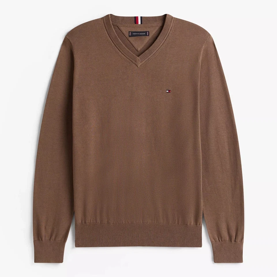 Tommy Hilfiger Herren Pullover V - Neck Pulli braun  Größe M - XXL - Bild 1 von 1