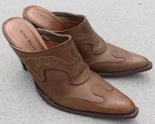 Nine West Brown Cowboy Style Mules Sz 7.5