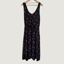 Treasure & Bond Navy Pink Floral Paisley Sleeveless V-Neck Midi Dress Small Boho