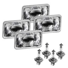 4x6 Rectangular Plain Conversion Headlights Halogen H4 Bulb Set - H4656, H4651