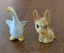 2 Porcelain Figurines Vintage Goose and Bulldog Goebel Germany?