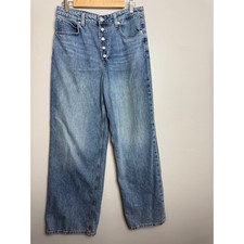 We The Free Free People High Rise Wide Leg Button Fly Jeans Size 30 Medium Wash