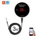 Tuya WiFi Temperature Sensor 3M Wire Probe Digital Smartlife Thermometer Alarm