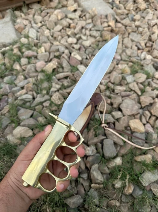 AK CUBIERTOS PERSONALIZADO HECHO A MANO ACERO INOXIDABLE CUCHILLO BOWIE MANGO HECHO POR LATÓN Foto 4 de 4