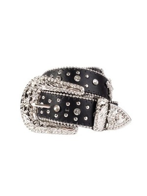 Rhinestone Western Belt for Men & Women, Bling Cross Design Cowboy Cowgirl Jeans