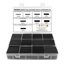 Romon 650 Pezzi Guaina Termorestringente Nera, per Cavi Elettrici 8 Misure
