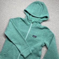 Patagonia Better Sweater Hoody Girls Size XL 14 Blue Green Hoodie Fleece Jacket