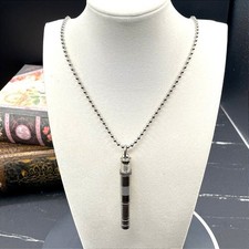 Contemporary Silver-Tone Fashion Ball Chain Metal Whistle Pendant Necklace