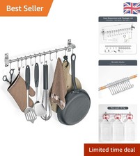 Adjustable 50cm Kitchen Rail with Rust-Resistant Hooks - Stylish Utensil Rack