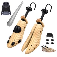 Wooden Shoe Stretcher, Pair 4-Way Shoe Expander Widener Wooden Shoe Tree Exte...