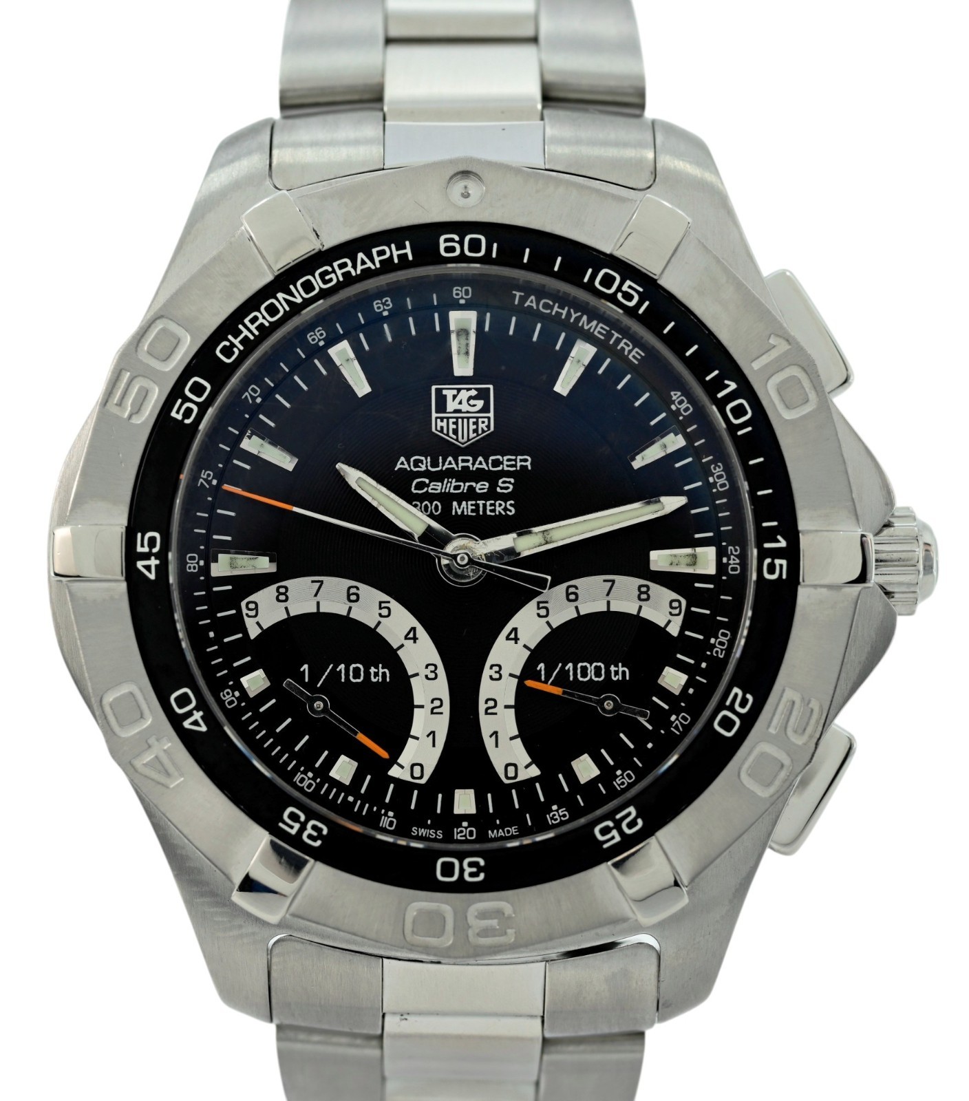 Men's 43mm Tag Heuer Aquaracer Calibre S Black Dial 300M SS Watch! Ref: CAF7010!