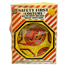 Vintage 1972 Ben Cooper Witch Halloween Costume w/ Box Safety First “Stop Sign”