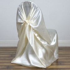 10 IVORY SATIN UNIVERSAL CHAIR COVERS for Wedding Reception Party Decorations