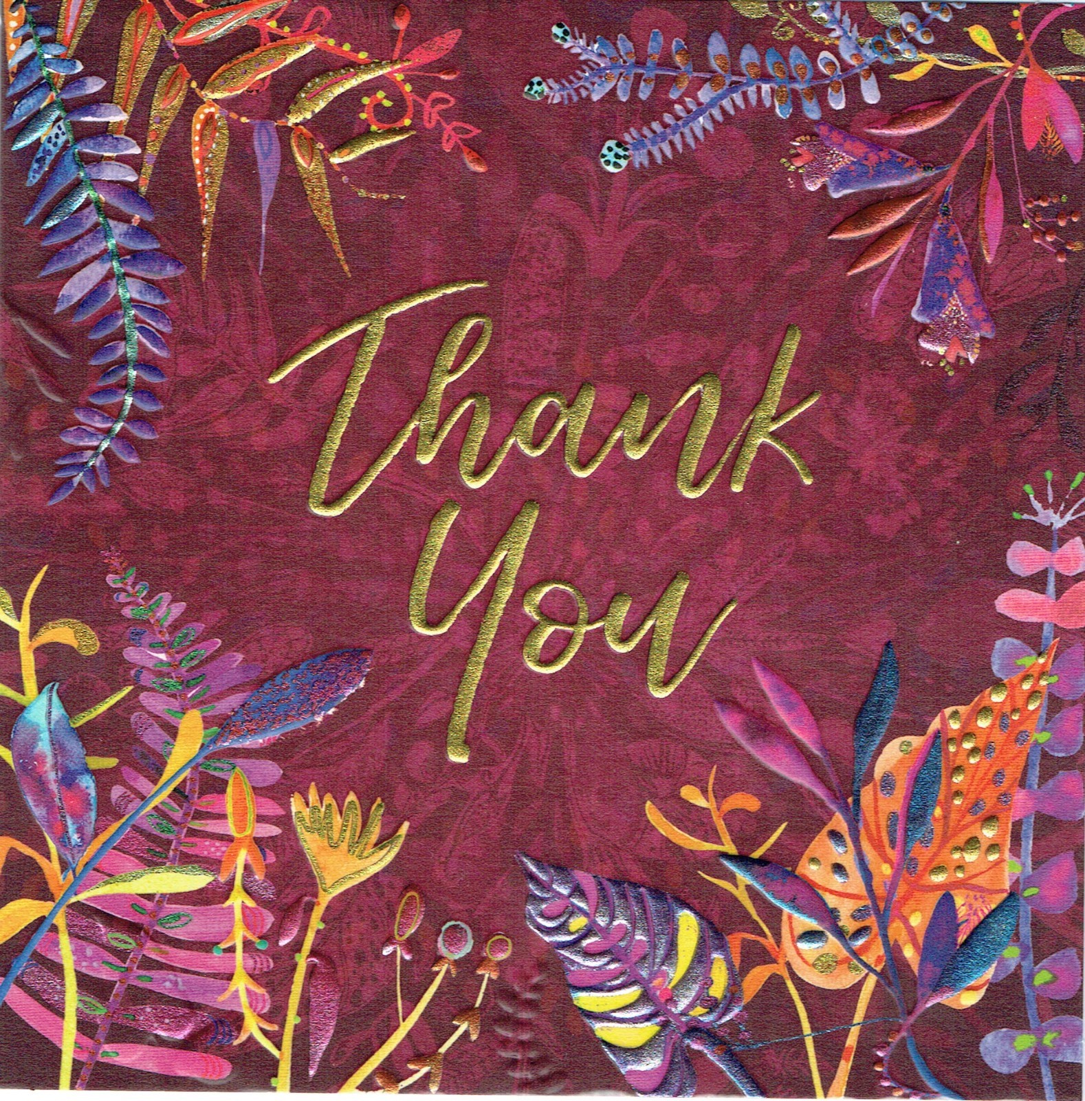 THANK YOU CARD Quality embossed card size 160x160mm