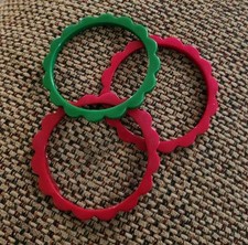 Vintage Stack Of 3 Geometric Bakelite Bracelets Red And Green