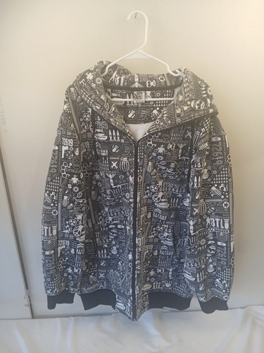 Beyond The Limit Hoodie Herren groß weiß Dooms Day Muster mit Taschen 2XL