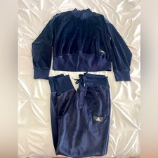 Adidas Dark Blue Velour Tracksuit Women's Sz S/M