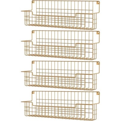 Wall Mounted Spice Rack 4 Tier Metal Organizer Durable Hanging Shelf Space Saver