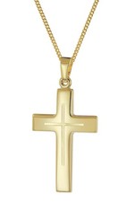 TRENDOR Schmuck Kreuz-Anhänger Gold 333/8K mit vergoldeter Herren-Silberkette 21