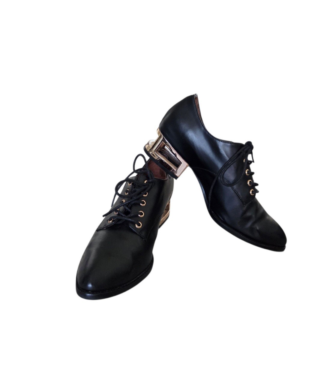 Jeffrey Campbell Ronan Leather Heel Oxford Shoe Womens 6.5 Black Edgy Avant Gard