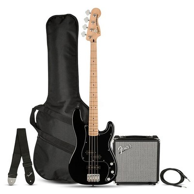 Squier Affinity Series PJ Bass Maple FB Pack with Fender Rumble 15G Amp Black