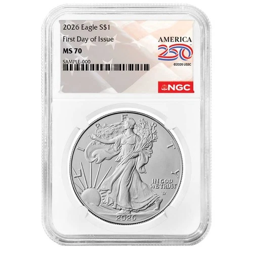 2026 $1 1-oz American Silver Eagle NGC MS70 FDI American 250th Anniversary Label