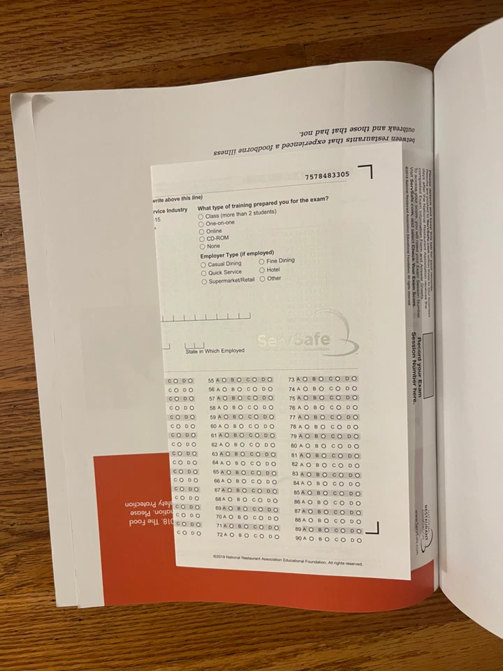 Servsafe Manager 7th Edition Paperback with Examination Answer Sheet USED BOOK - Image 3 of 3