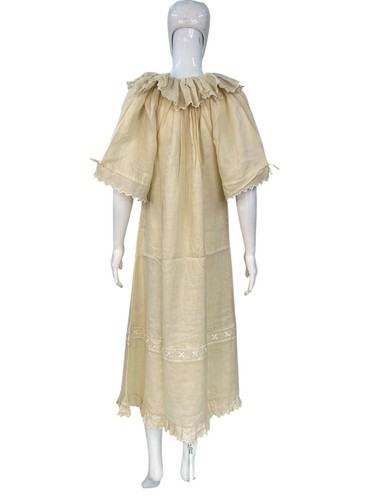 Doen Femmes Crème Ramie Ruche Brodé Différencié Évasé Midi Robe Taille M - Photo 10 sur 16