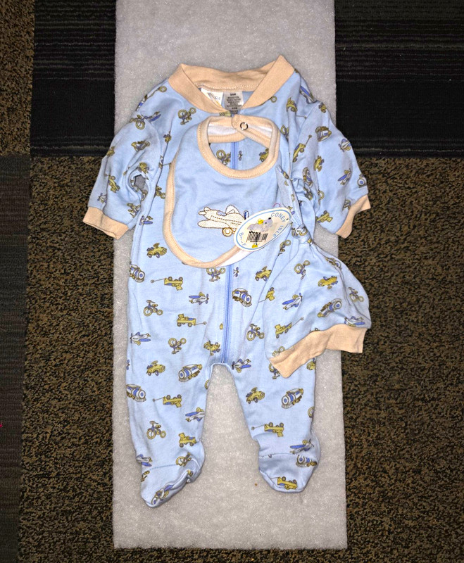 Coney Island Footed Zip Cotton Knit Vehicle Coverall Set 3-6M Bodysuit Bib