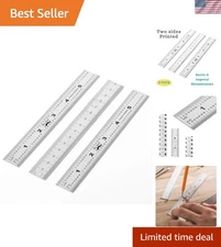 Durable Precision Machinist Rulers, 6 Inch - Set of 3, Stainless Steel Finish
