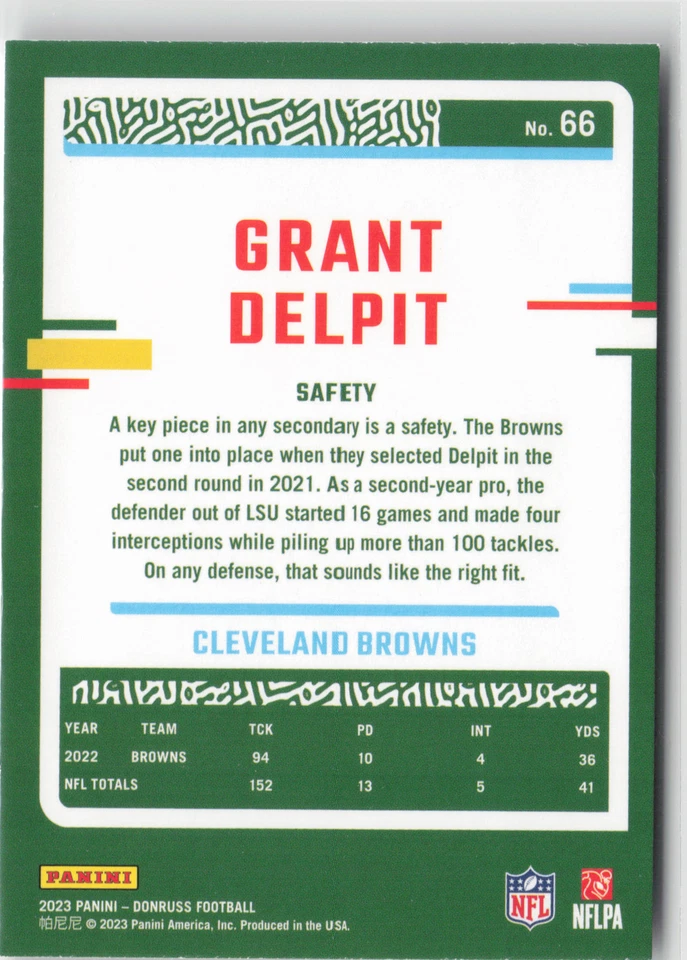 2023 Donruss #66 Grant Delpit - Image 2 of 2