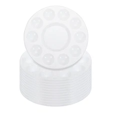 12Pack 10 Wells Paint Tray Palette Painting Pallet Holder Round for Art White