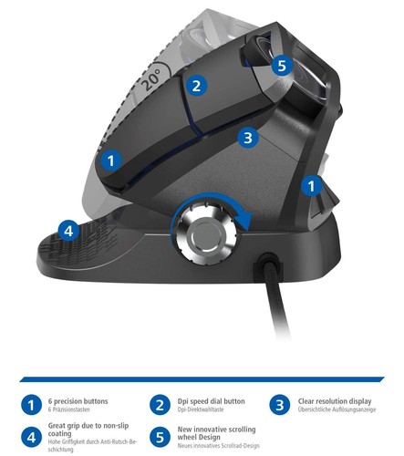 uRage Vertikal Gaming Maus Gamer Vertical Mouse Ergonomisch RGB LED Beleuchtung - Bild 4 von 7