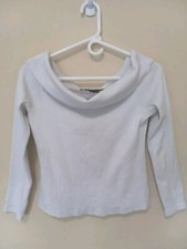 VERONICA BEARD Women's White Off The Shoulder Pima Cotton Spandex Casual Top S
