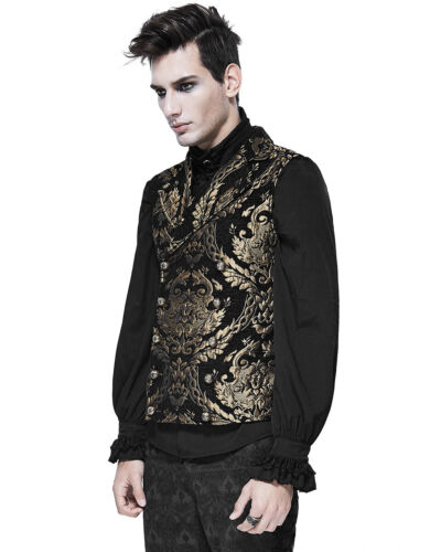 Chaleco Diablo Moda Para Hombre Chaleco Chaleco Oro Negro Damasco Gótico Steampunk Aristócrata - Imagen 6 de 10