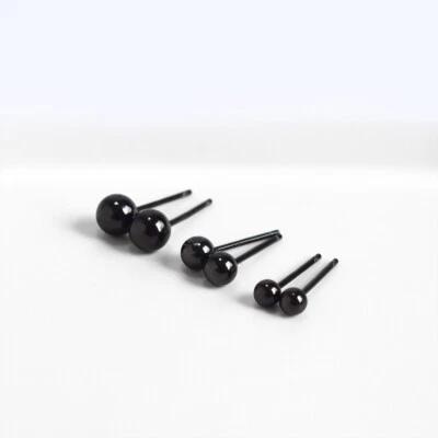 1 oder 3 Paar Ohrstecker Schwarze Kugel Silber 925 Damen Herren Ohrringe - Bild 1 von 2