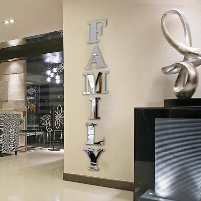 Family Letter Signs Home Decor Upgrade Mirrors Wall Stickers Acrylic Wall Dec...