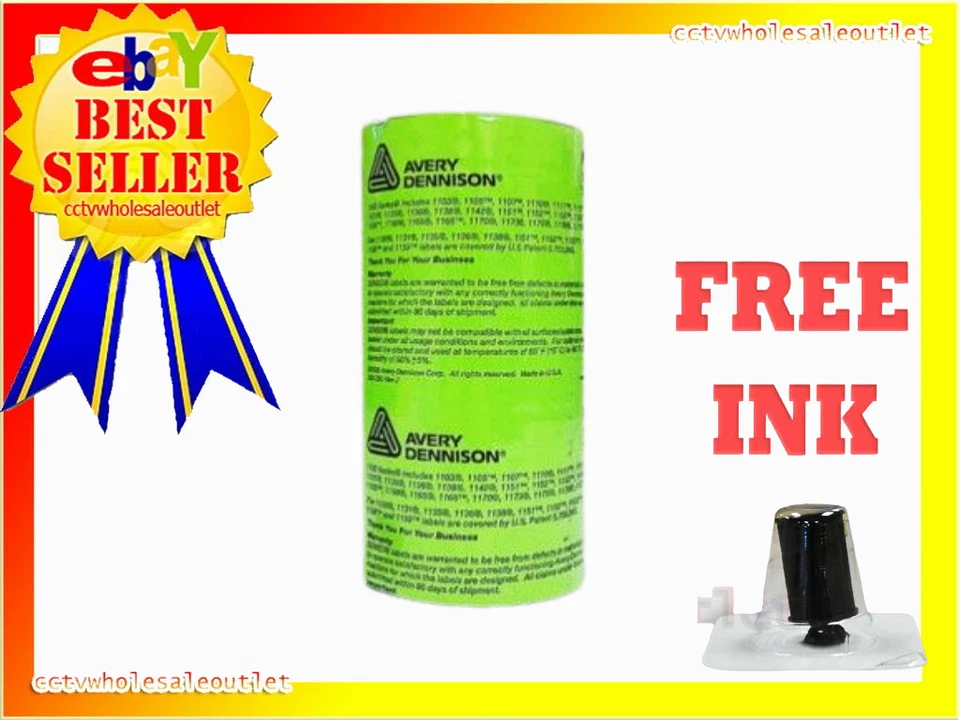 AVERY DENNISON Genuine Monarch 1131 Fluorescent Green Labels 8 Rolls