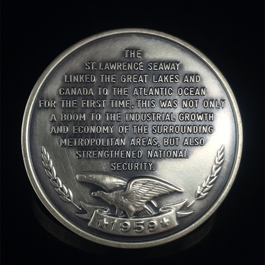1959 St. Lawrence Seaway Opens - Danbury Mint Silver Medal 33.7 gr