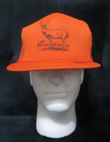 Vtg Trucker Style Hunter Deer Orange with Rope/Foam/Adjustable Snapback Ballcap